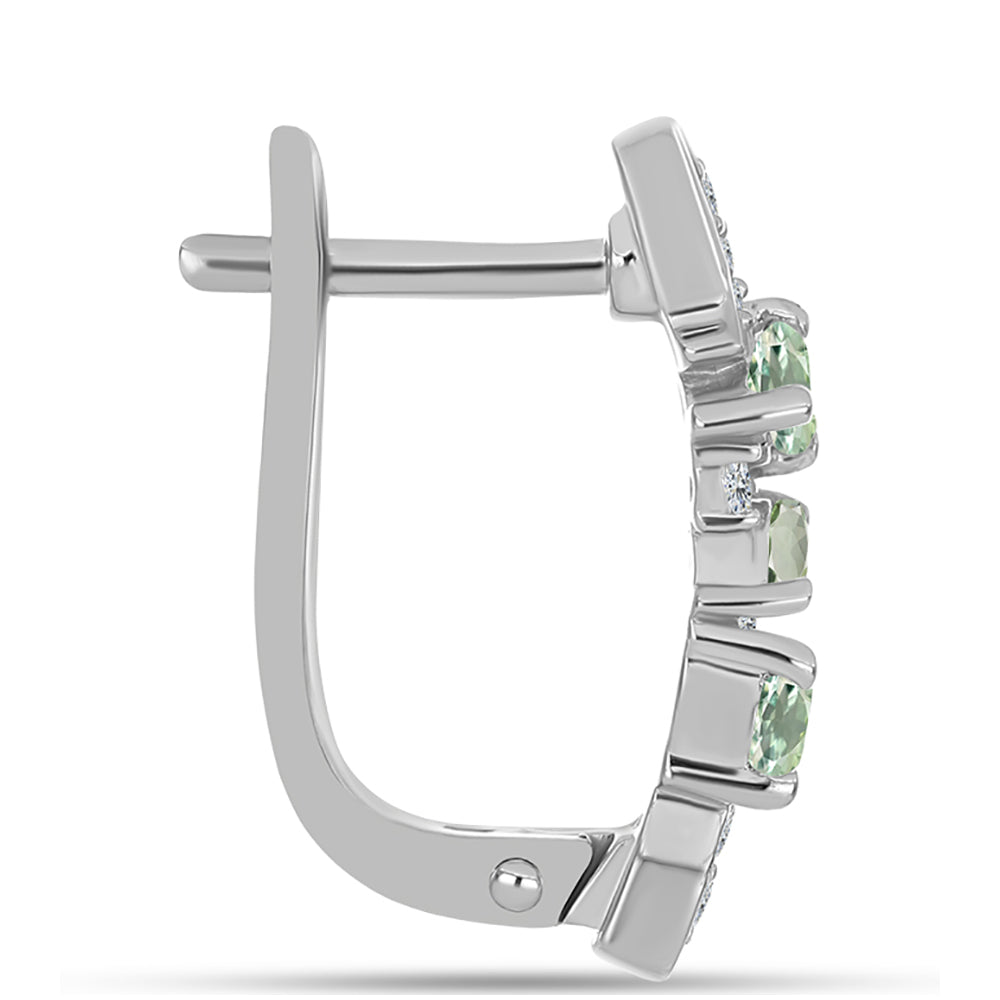 Kolczyki ze srebra próbe 925 z zielonym ametystem i białym topazem