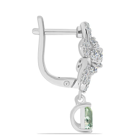 Kolczyki ze srebra próbe 925 z zielonym ametystem i białym topazem