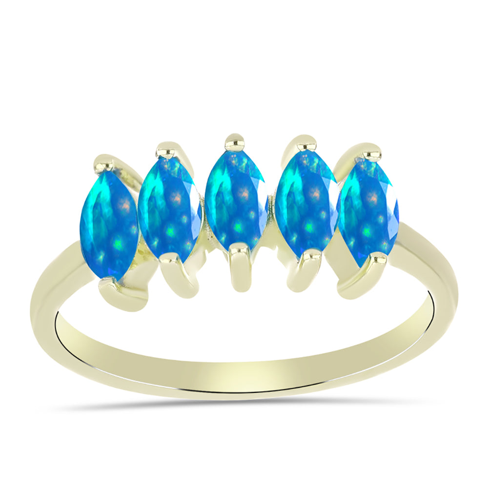 Pierścionek srebrny pozłacany z rajskim opalem etiopskim