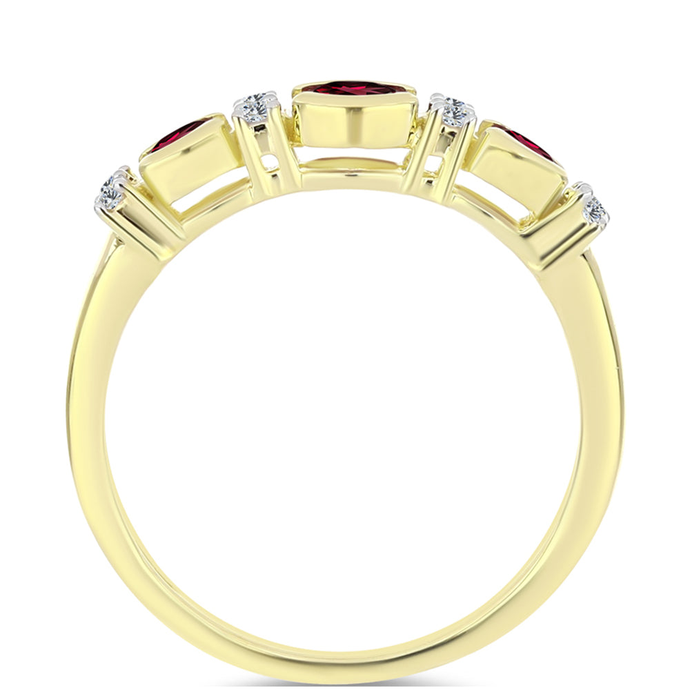 Pierścionek srebrny pozłacany z granatem rodolitem i białym topazem