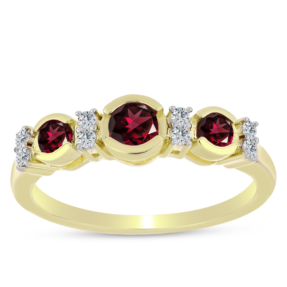 Pierścionek srebrny pozłacany z granatem rodolitem i białym topazem 1 