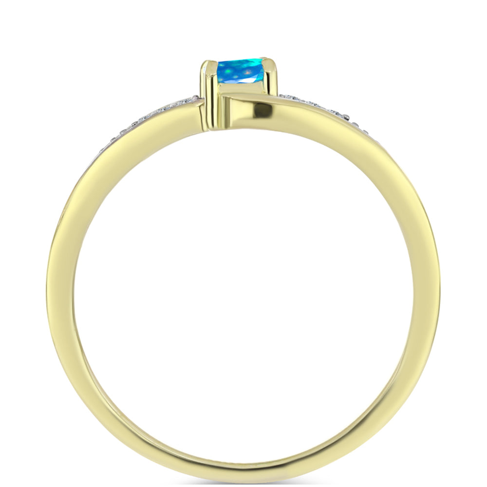 Pierścionek srebrny pozłacany z rajskim opalem etiopskim i białym topazem 2 