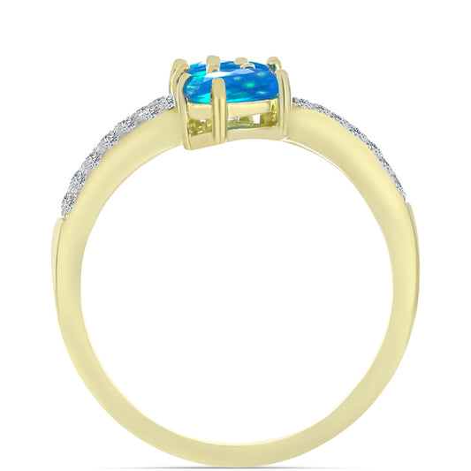 Pierścionek srebrny pozłacany z rajskim opalem etiopskim i białym topazem