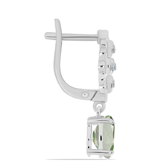 Kolczyki ze srebra próbe 925 z zielonym ametystem i białym topazem