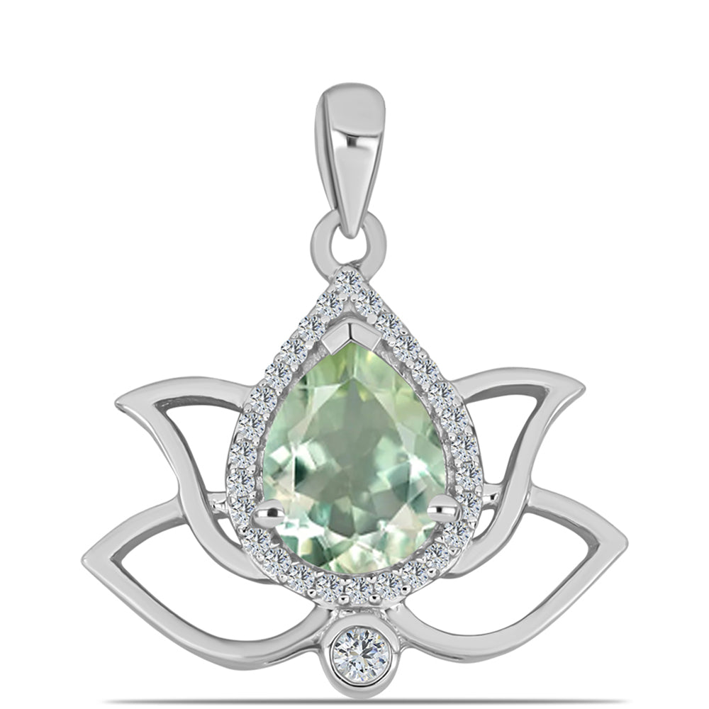 Zawieszka ze srebra próba 925 z zielonym ametystem i białym topazem 1 