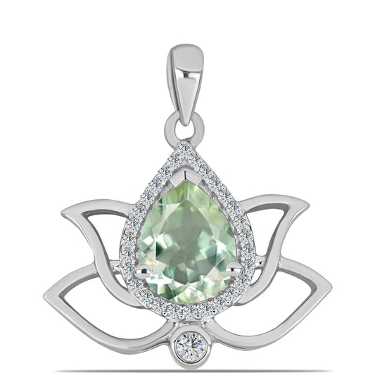 Zawieszka ze srebra próba 925 z zielonym ametystem i białym topazem