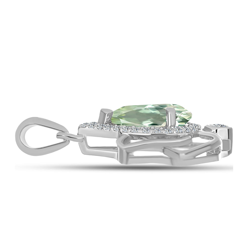 Zawieszka ze srebra próba 925 z zielonym ametystem i białym topazem 2 