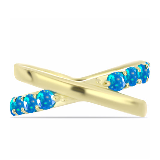 Pierścionek srebrny pozłacany z rajskim opalem etiopskim