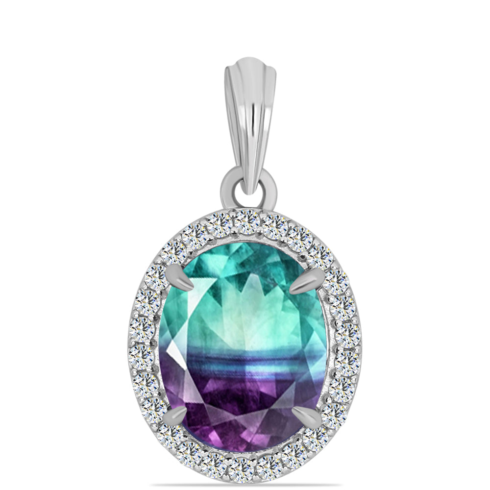 Zawieszka ze srebra próba 925 z fluorytem Zebra i białym topazem 1 