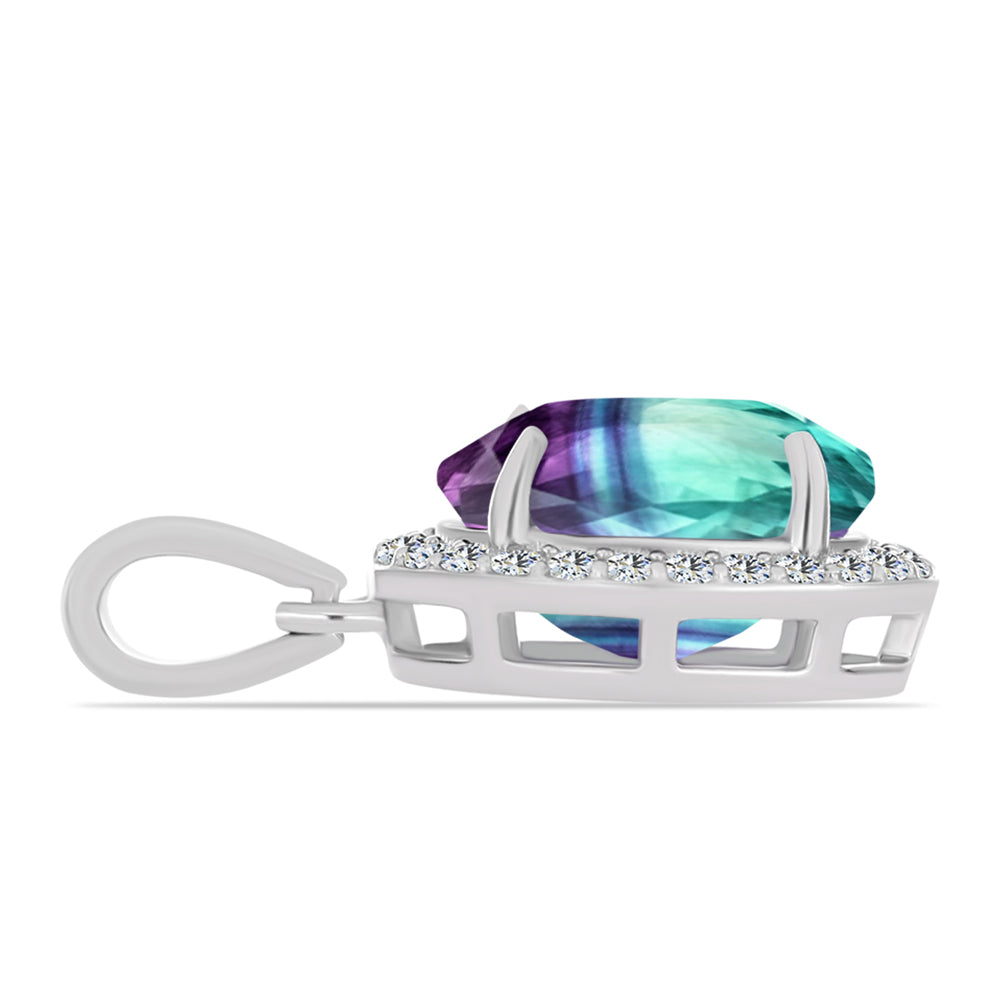 Zawieszka ze srebra próba 925 z fluorytem Zebra i białym topazem 2 