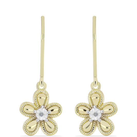 Kolczyki srebrne pozłacane z białym diamentem