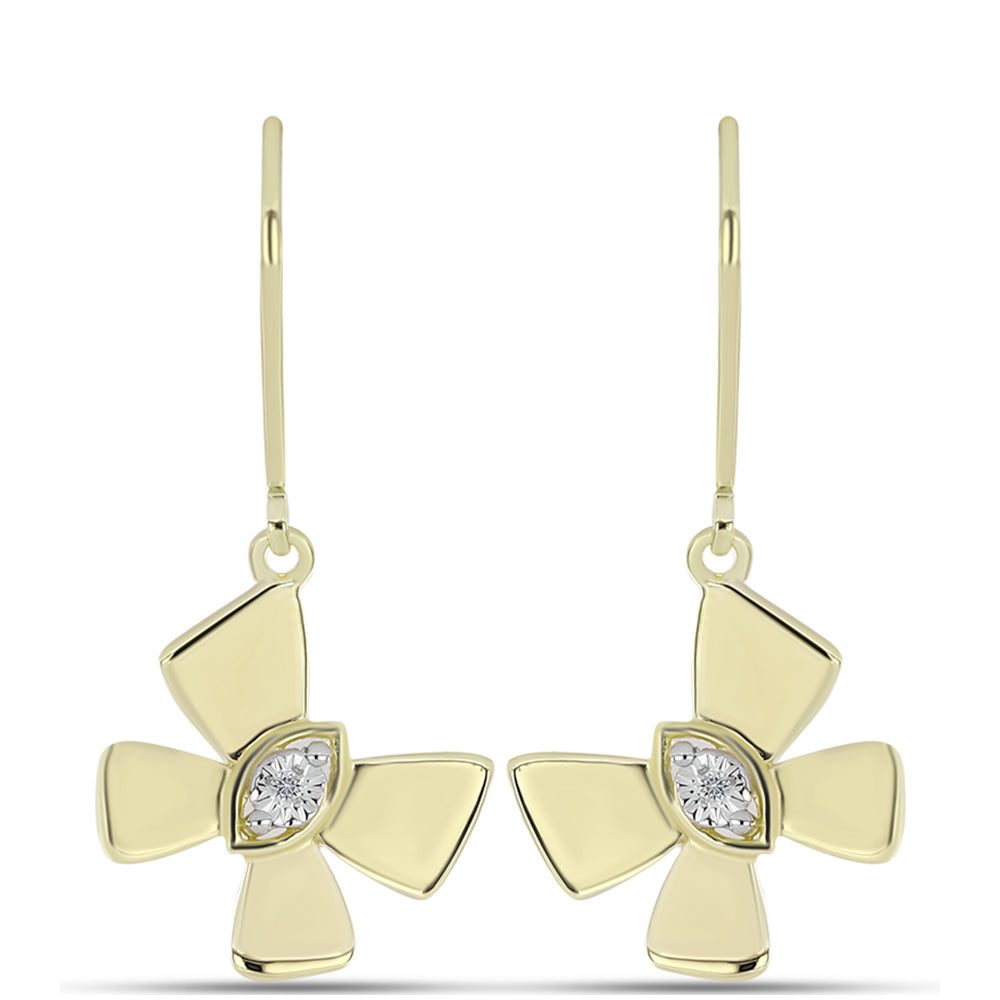 Kolczyki srebrne pozłacane z białym diamentem