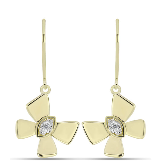 Kolczyki srebrne pozłacane z białym diamentem