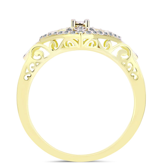 Pierścionek srebrny pozłacany z białym diamentem i białym topazem