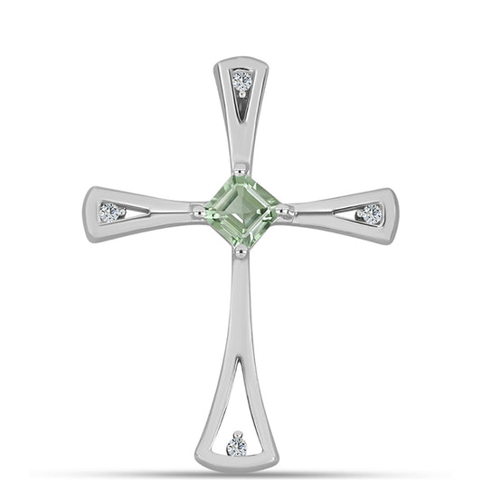 Zawieszka ze srebra próba 925 z zielonym ametystem i białym topazem