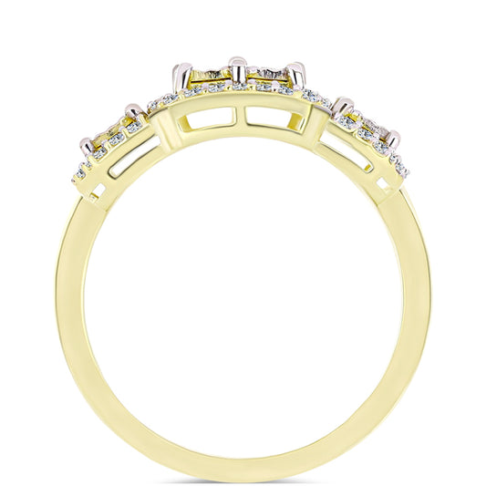 Pierścionek srebrny pozłacany z białym diamentem i białym topazem