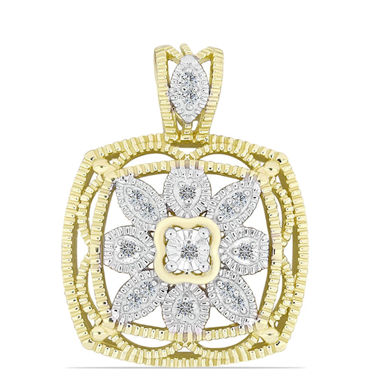 Zawieszka srebrna pozłacana z białym diamentem i białym topazem