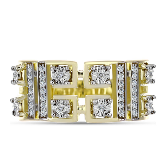 Pierścionek srebrny pozłacany z białym diamentem i białym topazem