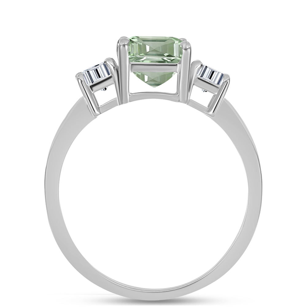 Pierścionek ze srebra próby 925 z zielonym ametystem i białym topazem