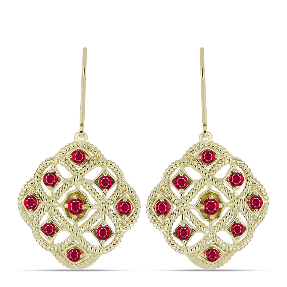 Kolczyki srebrne pozłacane z malgaskim rubinem