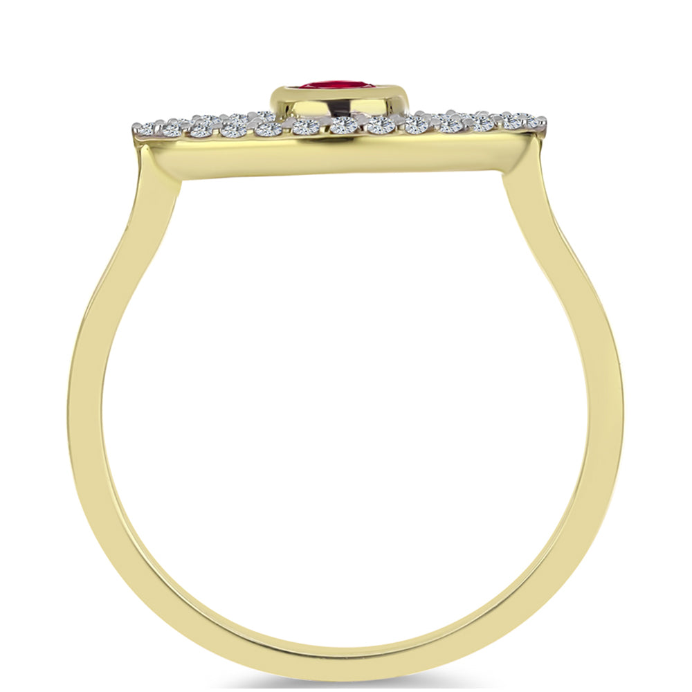 Pierścionek srebrny pozłacany z malgaskim rubinem i białym topazem 2 