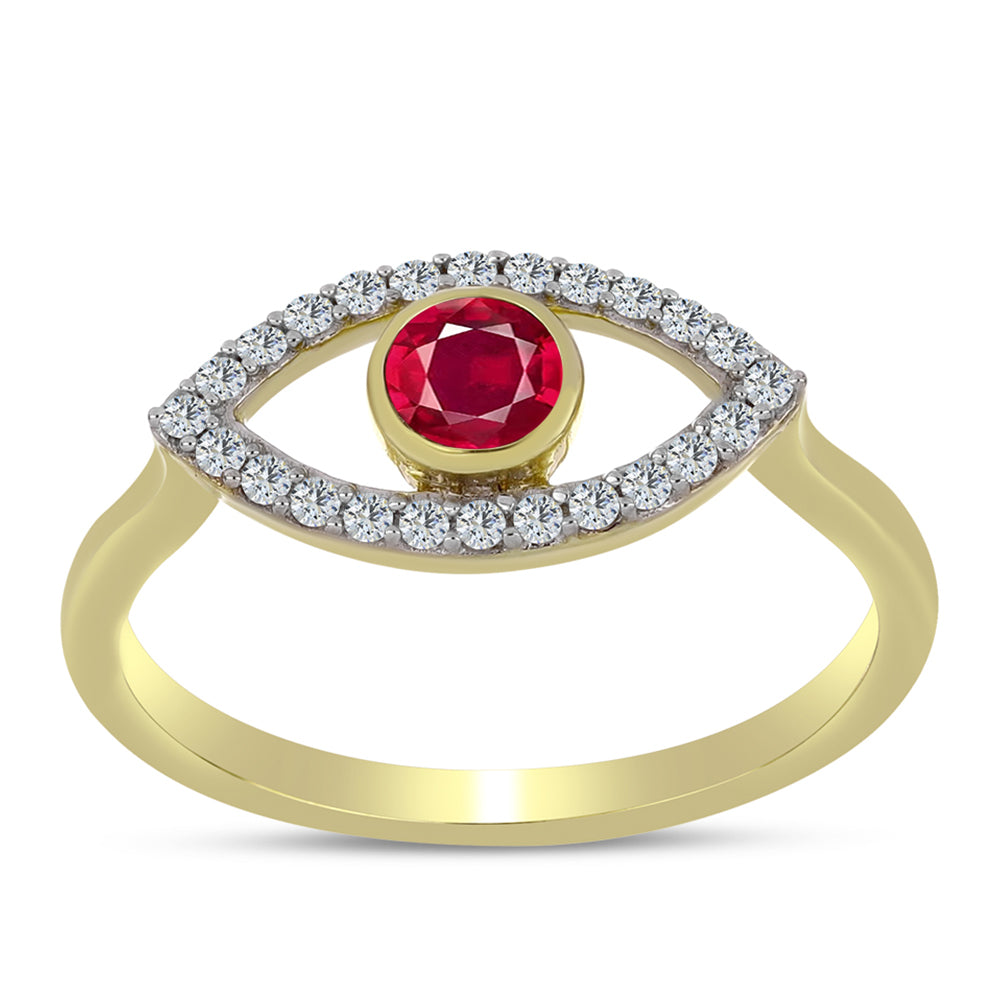 Pierścionek srebrny pozłacany z malgaskim rubinem i białym topazem 3 