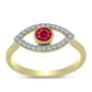 Pierścionek srebrny pozłacany z malgaskim rubinem i białym topazem