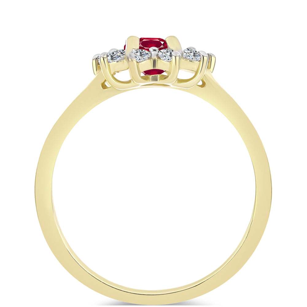 Pierścionek srebrny pozłacany z malgaskim rubinem i białym topazem