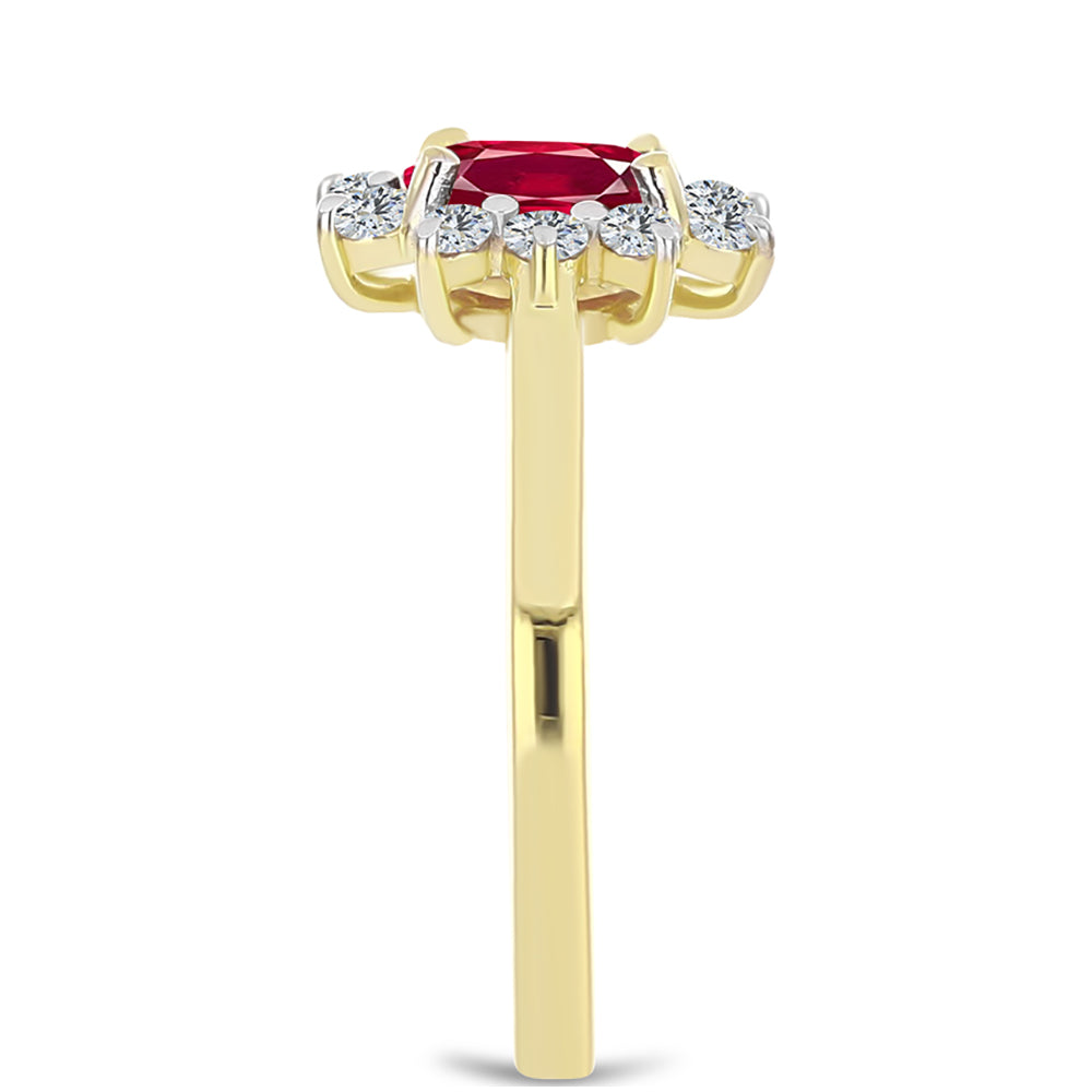 Pierścionek srebrny pozłacany z malgaskim rubinem i białym topazem 4 