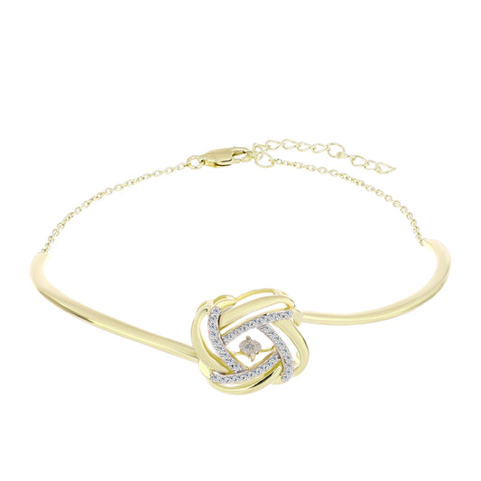 Bransoletka srebrna pozłacana z białym diamentem i białym topazem