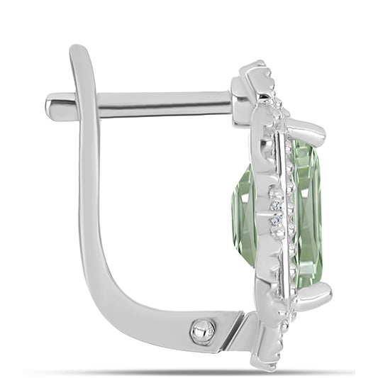 Kolczyki ze srebra próbe 925 z zielonym ametystem i białym topazem