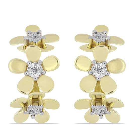 Kolczyki srebrne pozłacane z białym diamentem