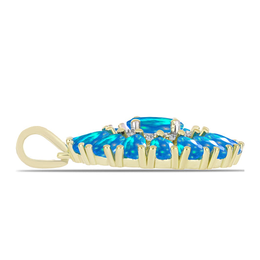 Zawieszka srebrna pozłacana z rajskim opalem etiopskim i białym topazem