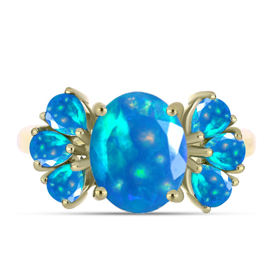 Pierścionek srebrny pozłacany z rajskim opalem etiopskim