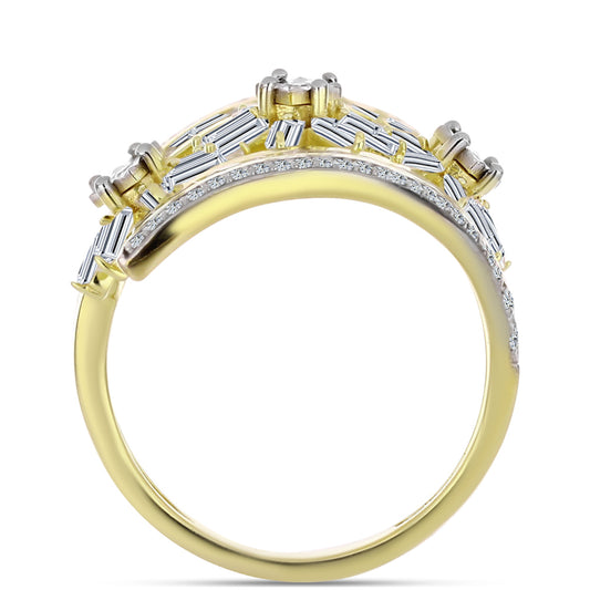 Pierścionek srebrny pozłacany z białym diamentem i białym cyrkonem