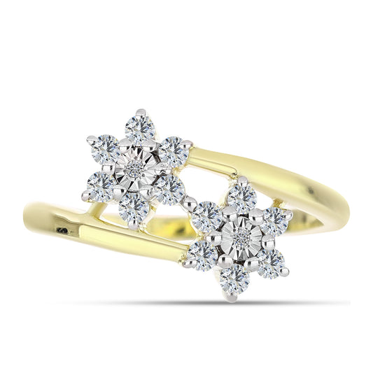 Pierścionek srebrny pozłacany z białym diamentem i białym topazem