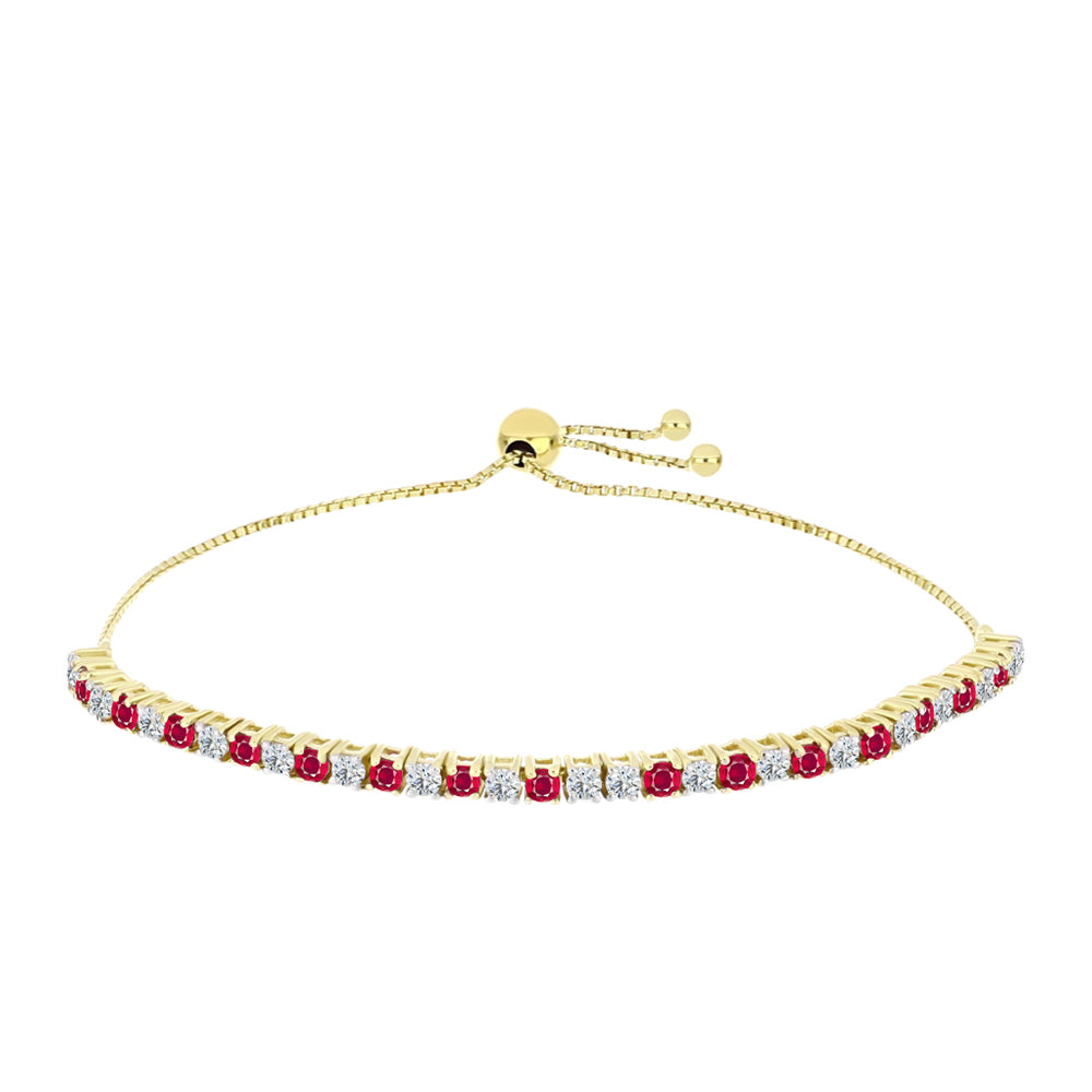 Bransoletka srebrna pozłacana z malgaskim rubinem i białym topazem 1 