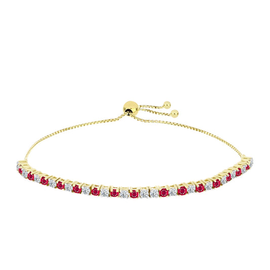 Bransoletka srebrna pozłacana z malgaskim rubinem i białym topazem