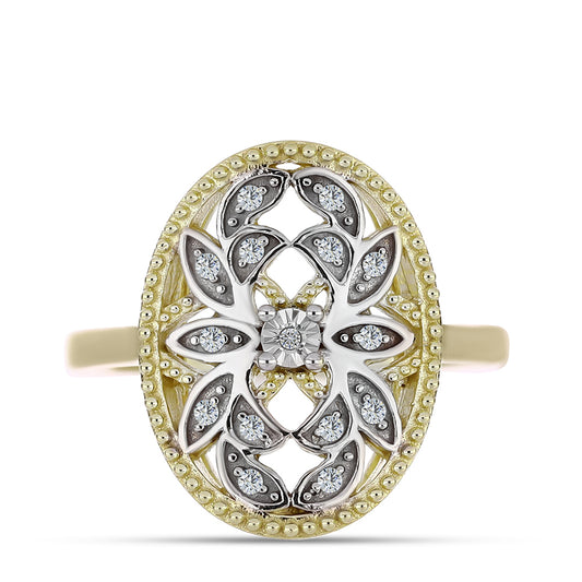 Pierścionek srebrny pozłacany z białym diamentem i białym topazem