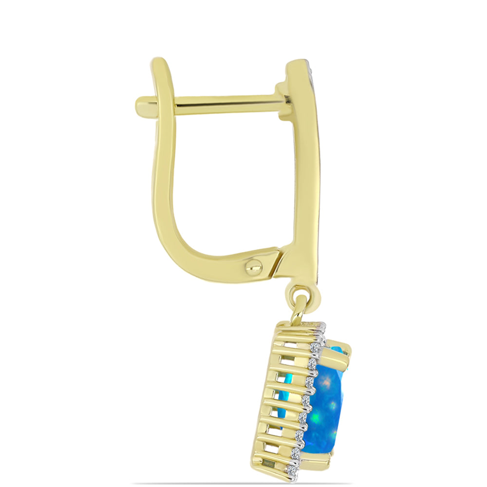 Kolczyki srebrne pozłacane z rajskim opalem etiopskim i białym topazem 2 