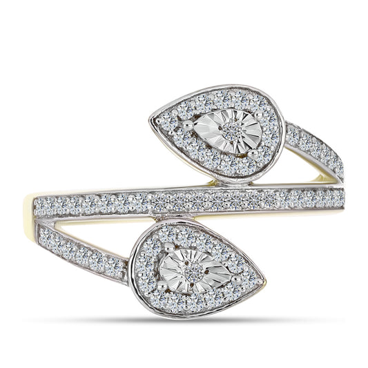 Pierścionek srebrny pozłacany z białym diamentem i białym topazem