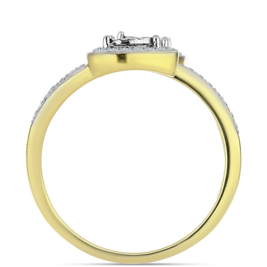 Pierścionek srebrny pozłacany z białym diamentem i białym topazem