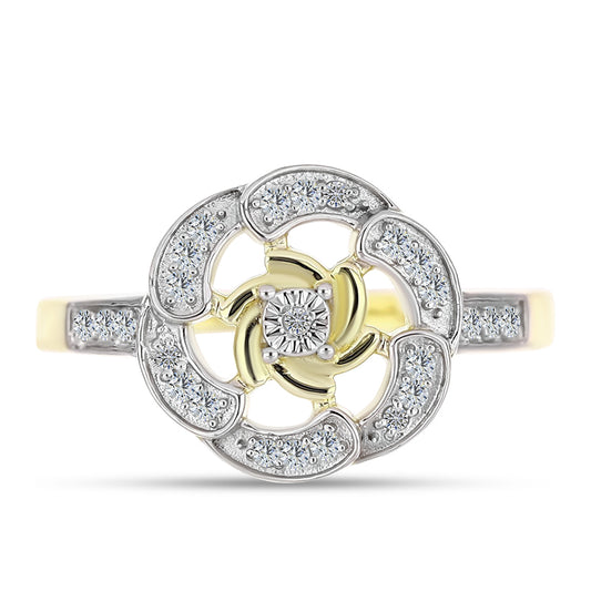 Pierścionek srebrny pozłacany z białym diamentem i białym topazem