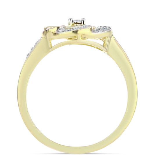 Pierścionek srebrny pozłacany z białym diamentem i białym topazem