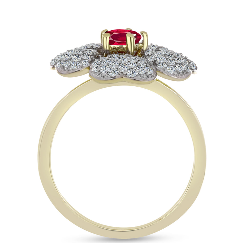 Pierścionek srebrny pozłacany z malgaskim rubinem i białym topazem 2 