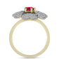 Pierścionek srebrny pozłacany z malgaskim rubinem i białym topazem