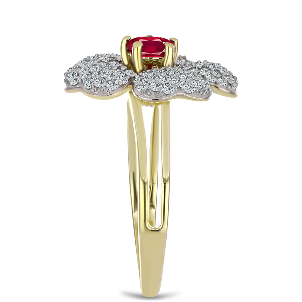 Pierścionek srebrny pozłacany z malgaskim rubinem i białym topazem 4 