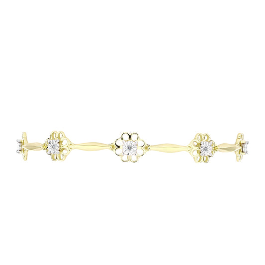 Bransoletka srebrna pozłacana z białym diamentem