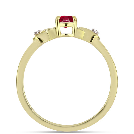 Pierścionek srebrny pozłacany z malgaskim rubinem i białym topazem