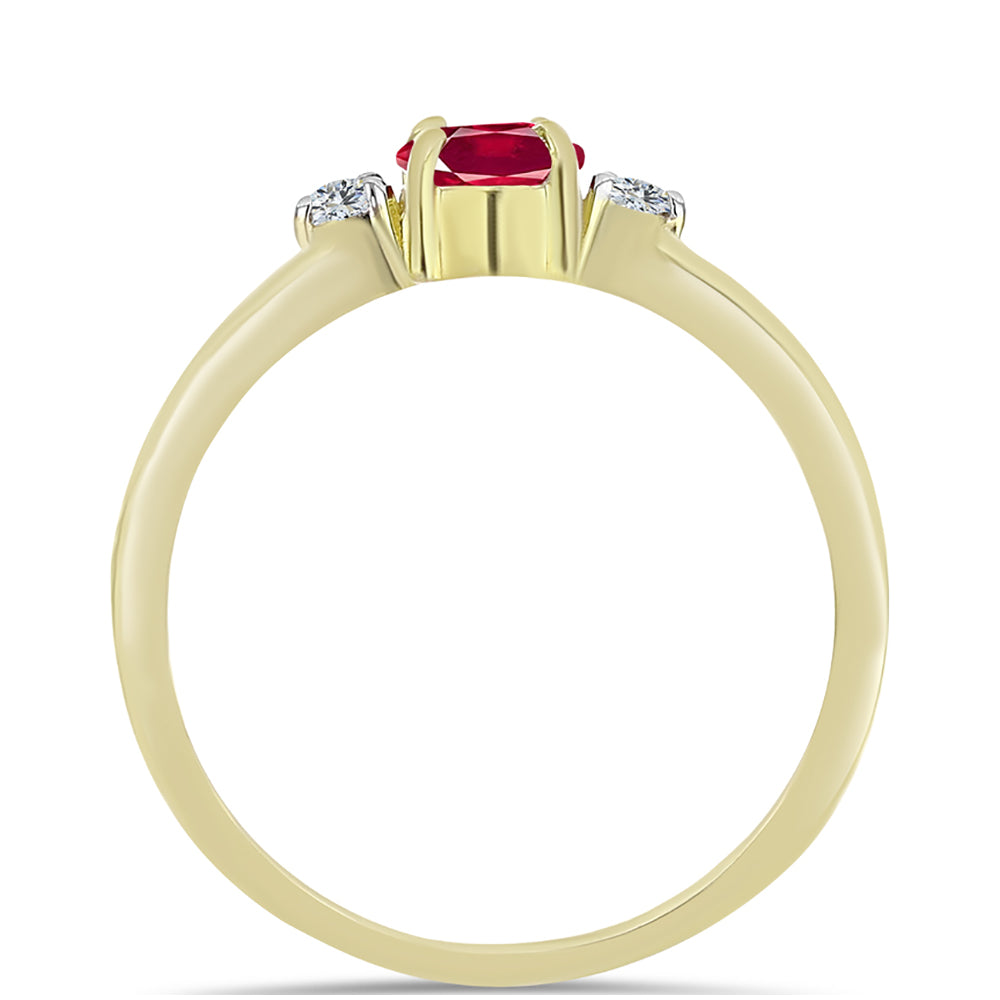 Pierścionek srebrny pozłacany z malgaskim rubinem i białym topazem